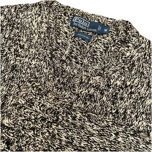 Vintage Polo Ralph Lauren Black ChocChip Cotton Heavy Cable Knit Sweater Women M